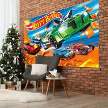 1Pc Cartoon Car Theme Happy Birthday Party Background Banner, 82.7 * 59.1/59.1 * 39.4/39.4 * 29.5 Inch Motorcycle Player Birthday Decoration Background, Suitable For Birthday Party, Cake Table Banner, Photo Booth, Cake Table Banner Party Background Decoration Props Supplies Gift - Multicolor - View 6