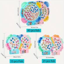 儿童钓鱼玩具，带音乐的旋转钓鱼游戏，包括鱼和钓鱼竿，儿童派对游戏玩具 - 彩色 - 查看 6
