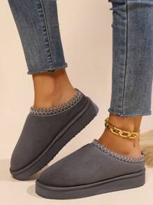 Zapatillas cómodas para mujeres de interior de caña baja, zapatos cálidos de invierno