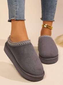 Zapatillas cómodas para mujeres de interior de caña baja, zapatos cálidos de invierno