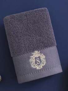 1 pieza Toalla bordada con corona, suave y absorbente - Adecuada para baño, gimnasio, hotel, uso diario. Excelente para regalos de Navidad, Halloween, Acción de Gracias, decoración del baño del hogar, decoración de otoño, de vuelta a la escuela para salón de belleza, baño del hogar