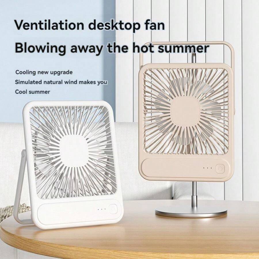 Quạt để bàn mini có thể sạc lại, để bàn/treo tường, chạy nguồn kép (có thể sạc lại/pin), 3 cấp độ tốc độ gió - Nhiều màu - Xem 1