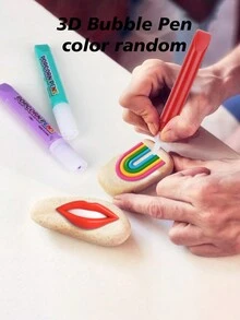 Creative 3D Three-Dimensional Bubble Pen DIY Hand Pen Art Painting Popcorn Pen 1pc - Multicolor - View 1