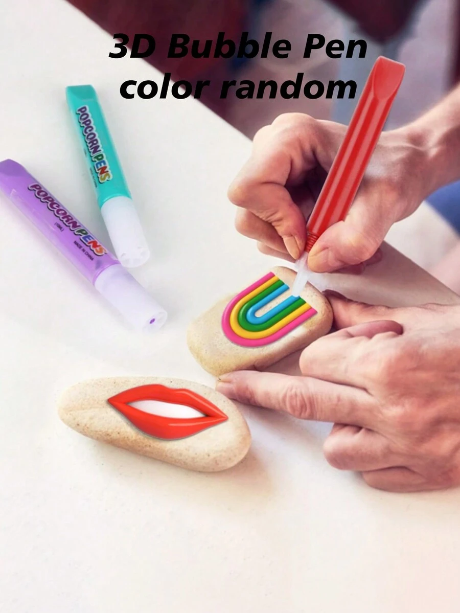 Creative 3D Three-Dimensional Bubble Pen DIY Hand Pen Art Painting Popcorn Pen 1pc - Multicolor - View 1