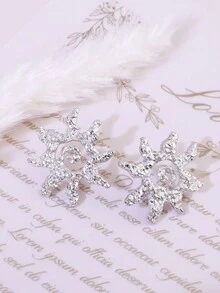 1件装 时尚优雅的日月镂空几何耳环，简约时尚女士饰品