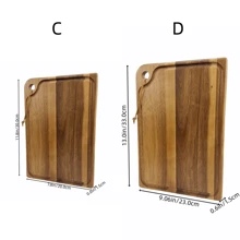 1 pieza de Tabla de cortar de madera de acacia, tabla de cortar extra dura y gruesa con canal de jugo, utensilios de cocina, adecuada para el hogar y restaurante - Amarillo - Ver 11