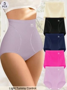 MIOTAN 5 piezas Bragas triangulares de cintura alta para mujer, que moldea el Body, control de vientre, piel amigable y cómodas