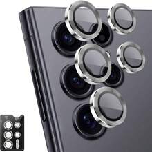 1 Set Tempered Glass Lens Protector Aluminum Alloy Ring Anti Scratch Decorative Camera Cover Compatible With Samsung Galaxy - Silver Gift For Birthday, Family, Friends Alloy Metal With Tempered Glass Full Cover, Lens Protector, Phone Accessories