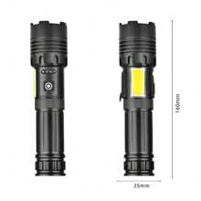 paweinuo Powerful Rechargeable Tactical Waterproof LED Flashlight With XHP70/White Laser, COB Light Source, Suitable For Outdoor Activities - Black - View 3