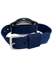 1pc Nylon Braided Band 24 Hour Numeric Scale Watch With Date Display, Waterproof Quartz Watch For Boy And Girl, Students Time Learning Gift - Navy Blue - View 6