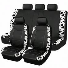 Cow Pattern Car Seat Cover Front Pairs Cover PVC Seat Cushion Airbag Compatible Universal Fit Auto Accessories,Car Seat Cover Full Set - one-size - View 12
