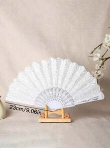 1 pieza Abanico decorativo con patrón de hojas, abanico plegable manual de fibra moderna, mejor regalo para el hogar, perfecto para cumpleaños y graduación - Multicolor - Ver 4