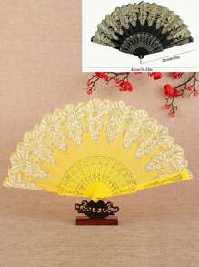 1 pieza Abanico decorativo con patrón de hojas, abanico plegable manual de fibra moderna, mejor regalo para el hogar, perfecto para cumpleaños y graduación - Multicolor - Ver 6