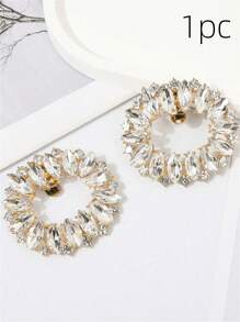 1pc Gold Round Metal Rhinestone Shoe Clip, Elegant Shoe Charm Decoration For Women High Heels, Bridal Shoes, Y2K Party, Back To School, Also Can Be Used As Side Shoe Clip (The Main Image Is For Demonstration Only, The Actual Is 1pc, The Color Of The Clip On The Back Is Random), Shoes Accessories For Spring Summer - Gold - View 2