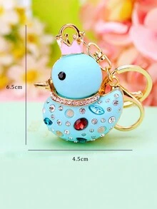 Rhinestone Cute Small Yellow Duck Keychain, Handbag Charm, Car Key Ring, Creative Gift, Metal Pendant For Purse - Multicolor - View 6