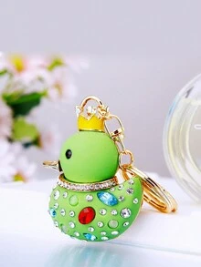 Rhinestone Cute Small Yellow Duck Keychain, Handbag Charm, Car Key Ring, Creative Gift, Metal Pendant For Purse - Multicolor - View 2