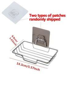 1pc, Rustproof Stainless Steel Soap Dish Holder - Wall Mounted Soap Holder For Bathroom And Kitchen - Easy To Install - Square (Black-Silver) - Black - View 5