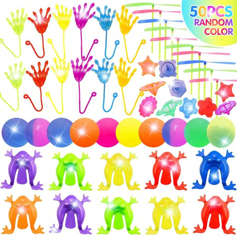 50 piezas Artículos para fiestas, juguetes de regalo de cumpleaños, recompensas, relleno de bolsas de regalos, cofre del tesoro, premios de carnaval, regalos festivos - Multicolor - Ver 1