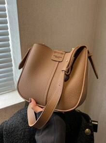 拼布可变式斜挎包，带内袋，时尚单肩包 - 摩卡棕 - 查看 5