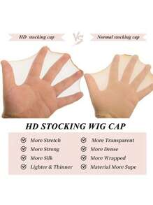 Wig Caps HD 1 Pack=2 Caps For Women HD Wig Cap For Lace Front Wig Bald Cap For Wigs Stocking Caps For Wigs - Apricot - View 2