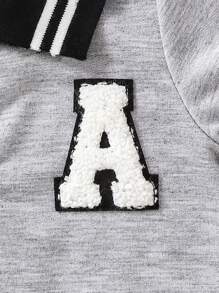 Baby Jungen Herbst/Winter Poloshirt Romper mit gesticktem Aufnäher, im Collegestyle