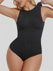 Women's Tummy Tuck Body Tightening One-Piece Shapewear - Black - View 3