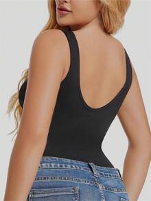 Women's Tummy Tuck Body Tightening One-Piece Shapewear - Black - View 6