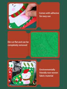 1 件圣诞袜手工艺品 DIY 无纺布玩具、儿童创意圣诞装饰、学龄前礼物、各种雪花样式、手工活动、圣诞节工艺品、用于缝纫的圣诞节布料 - 彩色 - 查看 10