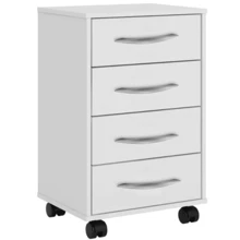 Gaveteiro Escritório Com Quatro Gavetas Rodinhas Organizador - Branco - Visão 4