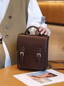 JK Uniform Bag Retro British Style Niche Design Small Bag Women's Handheld Crossbody Bag Backpack Small Backpack, School Backpack - Coffee Brown - View 7