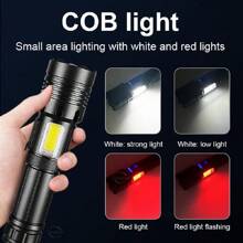 paweinuo Powerful Rechargeable Tactical Waterproof LED Flashlight With XHP70/White Laser, COB Light Source, Suitable For Outdoor Activities - Black - View 6
