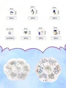 novani 240 Pieces Tooth Jewelry Gems Kit For Teeth, Butterfly Tooth Diamonds DIY Fashionable Crystal For Teeth - Silver - View 3