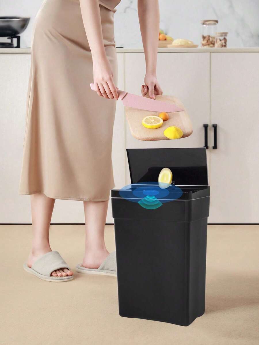 DOPINMIN 13 Gallon Trash Can Automatic Kitchen Trash Can Touch Free High-Capacity Garbage Can With Lid For Bedroom Bathroom Home Office 50 Liter - màu đen - Xem 1