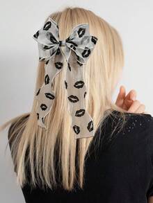 1 件女孩薄纱水手发饰，花唇刺绣蝴蝶结长尾鳄鱼夹，优雅蝴蝶结发夹，新中式蝴蝶结发夹，度假蝴蝶结发夹，女士时尚发饰 - 彩色 - 查看 7