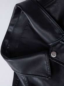 Men's Outdoor Motorcycle PU Leather Jacket, Shoulder Insert Racing Jacket, Autumn/Winter Sports Coat - Black - View 5