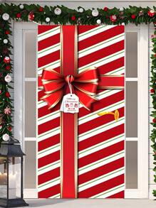 1 pieza Decoración de puerta navideña Caja de regalo con lazo Fondo para decoración de fiesta en interiores y exteriores, decoración del hogar (Rojo) Decoración navideña dulce para el hogar, pancarta colgante de puerta navideña, fondo adecuado para la puerta principal, decoración de cumpleaños, Año Nuevo y Navidad - Multicolor - Ver 5