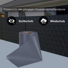 PVC Privacy Screen Strips, Privacy Screen Strips For Double Rod Mats, 200 M X 19 Cm, Includes 140 Mounting Clips, Fence Privacy Screen, Opaque, Wind Protection, Anti-UV