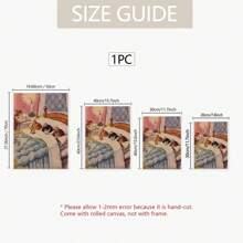 1PC Unframed Canvas Wall Art Sleeping Kitten Poster Painting Aesthetic Home Decoration, Gift For Friends Kits Wall Art Decor, For Living Room, Bedroom, Office, Bar Wall Decor - Multicolor - View 7