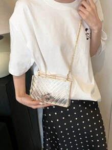 Clear Acrylic Box Bag, Popular Dinner Bag, Crossbody Chain, Small Square Bag, Fashionable Shoulder Bag For Women