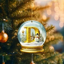 1/26 piezas 26 letras en inglés, bolas de nieve de cristal acrílico decoraciones de muñeco de nieve, adornos navideños, letras decorativas de la A a la Z decoraciones decorativas, carta navideña árbol de Navidad DIY, para decoración navideña y decoración estética de la habitación - Dorado - Ver 8