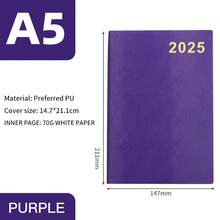 2025 Yearly Planner Notebook, 365 Days Diary, Soft Leather Cover - Multicolor - View 11