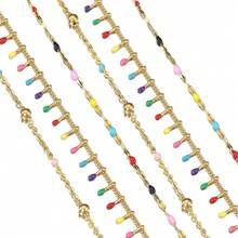 1 Meter Stylish Stainless Steel Enamel Dripping Lip Chain Beads Chain, Handmade Crafting Material For Bracelets, Necklaces, DIY Jewelry