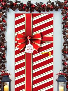 1 pieza Decoración de puerta navideña Caja de regalo con lazo Fondo para decoración de fiesta en interiores y exteriores, decoración del hogar (Rojo) Decoración navideña dulce para el hogar, pancarta colgante de puerta navideña, fondo adecuado para la puerta principal, decoración de cumpleaños, Año Nuevo y Navidad - Multicolor - Ver 4