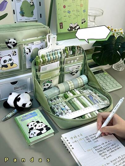 90 Degree Open Pencil Case Pen Bag 12 Compartments Oxford Fabric Storage Pouch Stationery School Back To School,Back To School,School Supplies,Pencil Pouch,School Bag