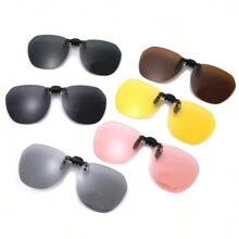 1入組偏光夾片式太陽眼鏡女士男士駕駛員專用設計，可翻轉設計適用於佩戴光學鏡片，男女皆宜（6色可選，尺寸S）