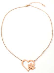 1 pièce Collier pendentif personnalisé avec empreinte de patte de chien et forme de cœur avec nom d'animal de compagnie personnalisé, collier commémoratif pour animal de compagnie, cadeau pour grand-mère, Noël, anniversaire - Or rose - Voir 4