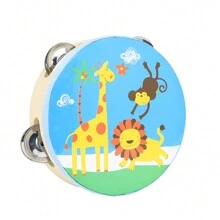 6-Inch Hand Held Rattle Drum, Wooden Hand Drum Toy For Students Performance, Cartoon Style Musical Instrument - Multicolor - View 8
