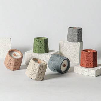 DIY 香薰蜡烛杯复古石膏杯模具，火山岩装饰蜡烛香味礼品制作模具