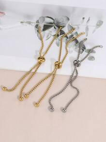 Pulseira ajustável com 3 contas de aço inoxidável e silicone, acessório para fazer joias faça você mesmo