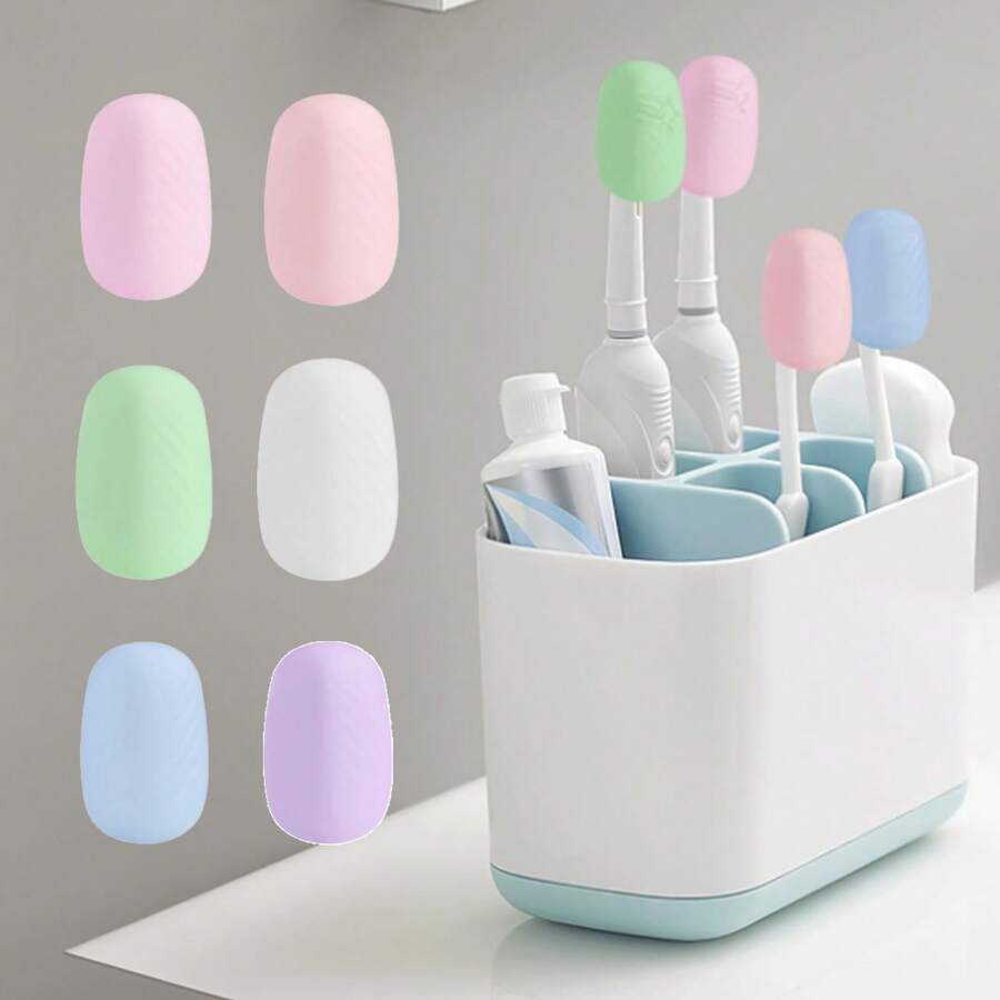 牙刷套，硅胶牙刷套，电动牙刷替换头和手动牙刷盖，旅行瓶，旅行套装，旅行杯，旅行装，旅行洗漱包，旅行收纳袋，节日配件，旅行套装，旅行礼物 - 彩色 - 查看 1